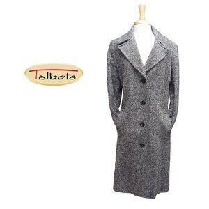 TALBOTS Classic Long Tweed Winter Coat in Wool-Blend